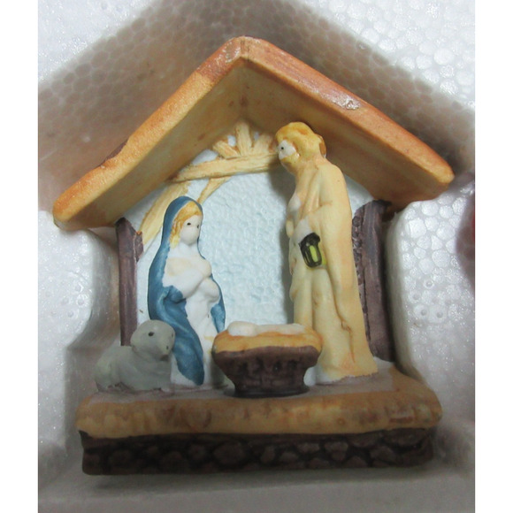 Nativity Set Lemax Dickensvale 1992 Hand Painted Porcelain W Box 5 Piece Set - Picture 4 of 5